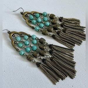 5 for $35 Lucky Brand chandelier turquoise earrings